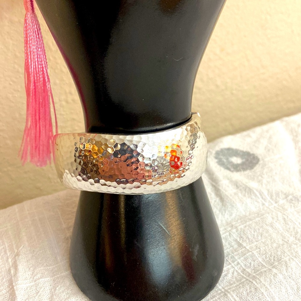 Vintage Hammered Metal Hinged Cuff Bracelet